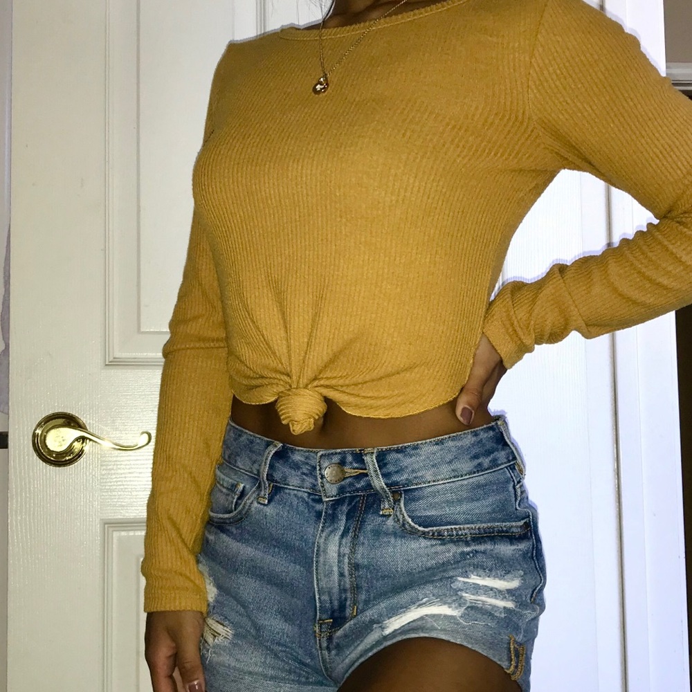 FOREVER 21 - Mustard Yellow Long Sleeve Front Tie